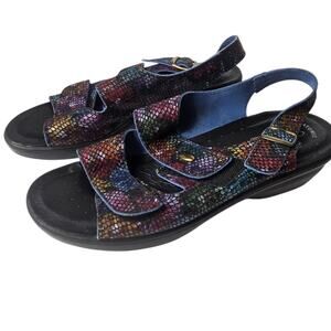 FLEXUS Spring Step Leather Multi-Colored Snakeskin Sandals US SZ 8.5 EU 39 Italy